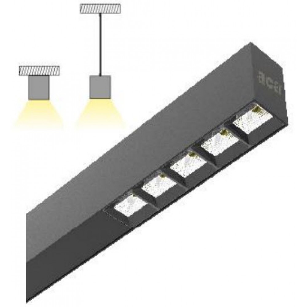 LED Γραμμικό Κρεμαστό Φωτιστικό 152 cm AISHAC Με Συνδυασμό Spot Φωτισμού Κλειστών Μοιρών και Γραμμικού Ενιαίου Φωτισμού