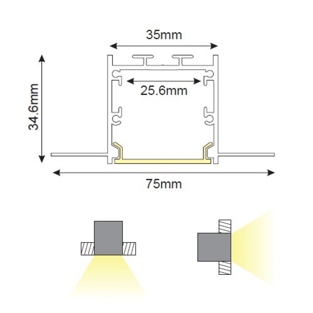 LED Γραμμικό Χωνευτό Φωτιστικό Σειρά WINT Με Πλακέτα Φωτισμού TRIDONIC 185 Lumens/Watt