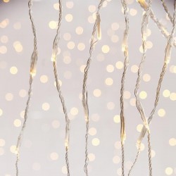 ΚΟΥΡΤΙΝΑ 240 LED ΜΕ ΠΡΟΓΡΑΜΜΑ SNOWFALL & ΜΝΗΜΗ, ΔΙΑΦΑΝO PVC ΚΑΛΩΔΙΟ, ΘΕΡΜΟ ΛΕΥΚΟ LED (H100 x W200cm, 20 ΣΕΙΡΕΣ x 12 LED) IP44