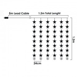 Κουρτίνα Με 48 Λαμπάκια LED Αστέρι Θερμό Λευκό 1.2mx5m IP44 ACA