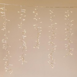 ΒΡΟΧΗ CLUSTER 480 LED ΜΕ 8 ΠΡΟΓΡΑΜΜΑΤΑ, 4 ΕΠΕΚΤΑΣΕΙΣ ΕΩΣ 3 ΣΕΤ ΜΕ ΔΙΑΦΑΝΟ PVC ΚΑΛΩΔΙΟ, ΘΕΡΜΟ ΛΕΥΚΟ LED (H100 x W200cm) IP44