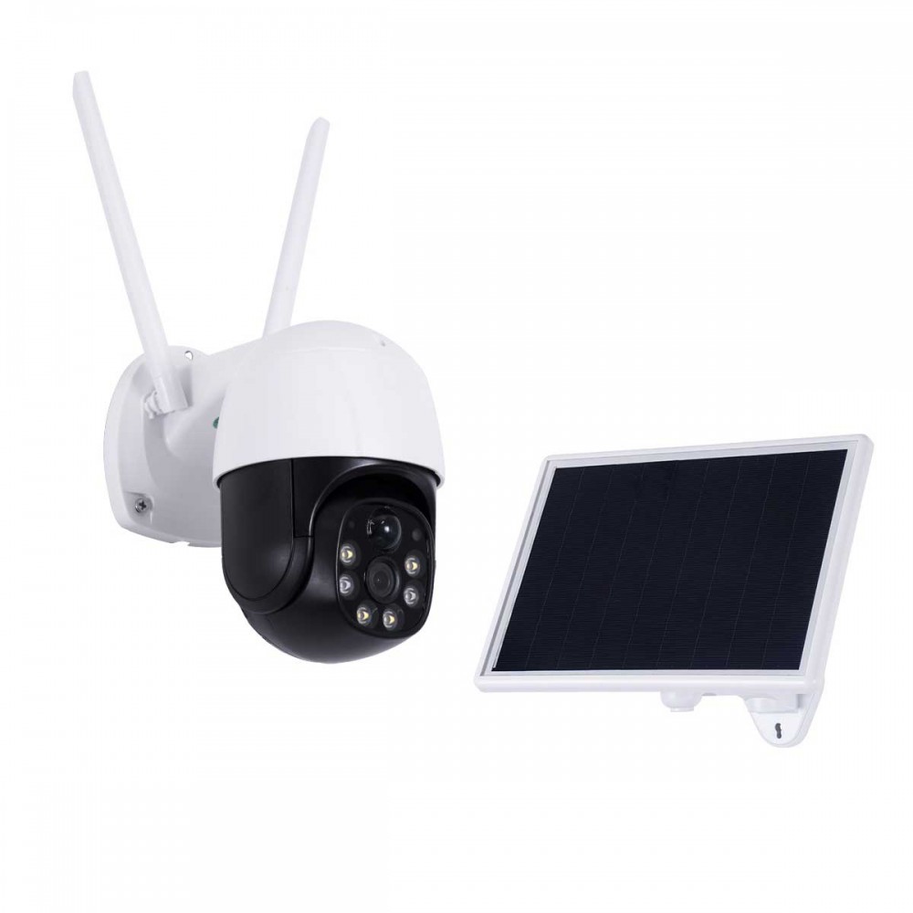 Αυτόνομη Ηλιακή IP Camera 1080P 2MP 4G SIM CARD WiFi 350° Μοιρών - 3200mAh - Φωτοβολταϊκό Πάνελ - Νυχτερινή Όραση με LED IR - Ανιχνευτή Κίνησης - Νυχτερινή Λήψη - Αδιάβροχη IP66 - Λευκό