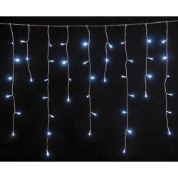 Λαμπάκια Βροχή Με 144Led Με Ηλιακό Πάνελ 8 Προγράμματα, 300 x 70(h)cm,Διάφανο Καλώδιο/ Λευκό Λαμπάκι (Kelvin: 6.000 - 10.000)