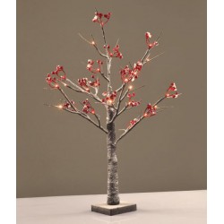 SNOW RED BERRY TREE (MINI) 60CM Δεντράκι Με 24 LED IP44 - ACA Christmas