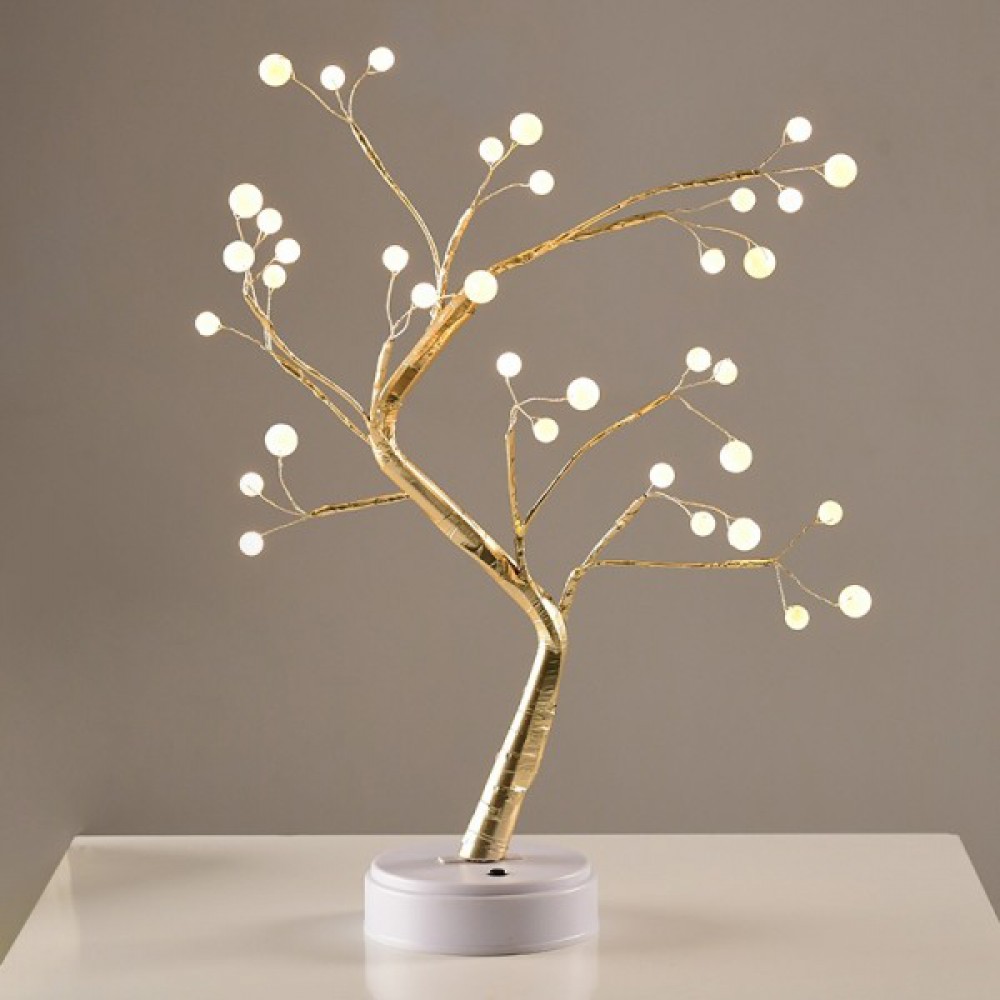 TREE WITH BALL LIGHTS Επαναφορτιζόμενο Δενδράκι Χρυσό με Άνθη 120CM 36 LED IP20 - ACA Christmas