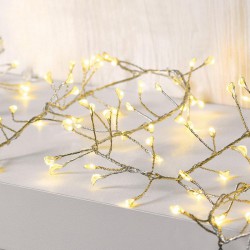 Fairy Lights 300 CLUSTER LED Λαμπάκια σε Σειρά Ρεύματος , Ασημί Καλώδιο Χαλκού Και 8 Προγράμματα, Θερμό Λευκό 3m+3m 6W IP44 - ACA Christmas