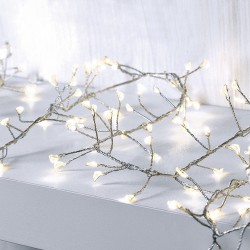 Fairy Lights 300 CLUSTER LED Λαμπάκια σε Σειρά Ρεύματος , Ασημί Καλώδιο Χαλκού Και 8 Προγράμματα, Ψυχρό Λευκό 3m+3m 6W IP44 - ACA Christmas