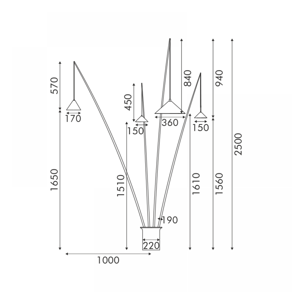 ΔΑΠΕΔΟΥ 4ΦΩΤΟ ΜΑΥΡΟ ΜΕΤΑΛΛΟ ΚΑΙ ΡΗΤΙΝΗ D100 H250cm 4ΧE27 DELIA ACA