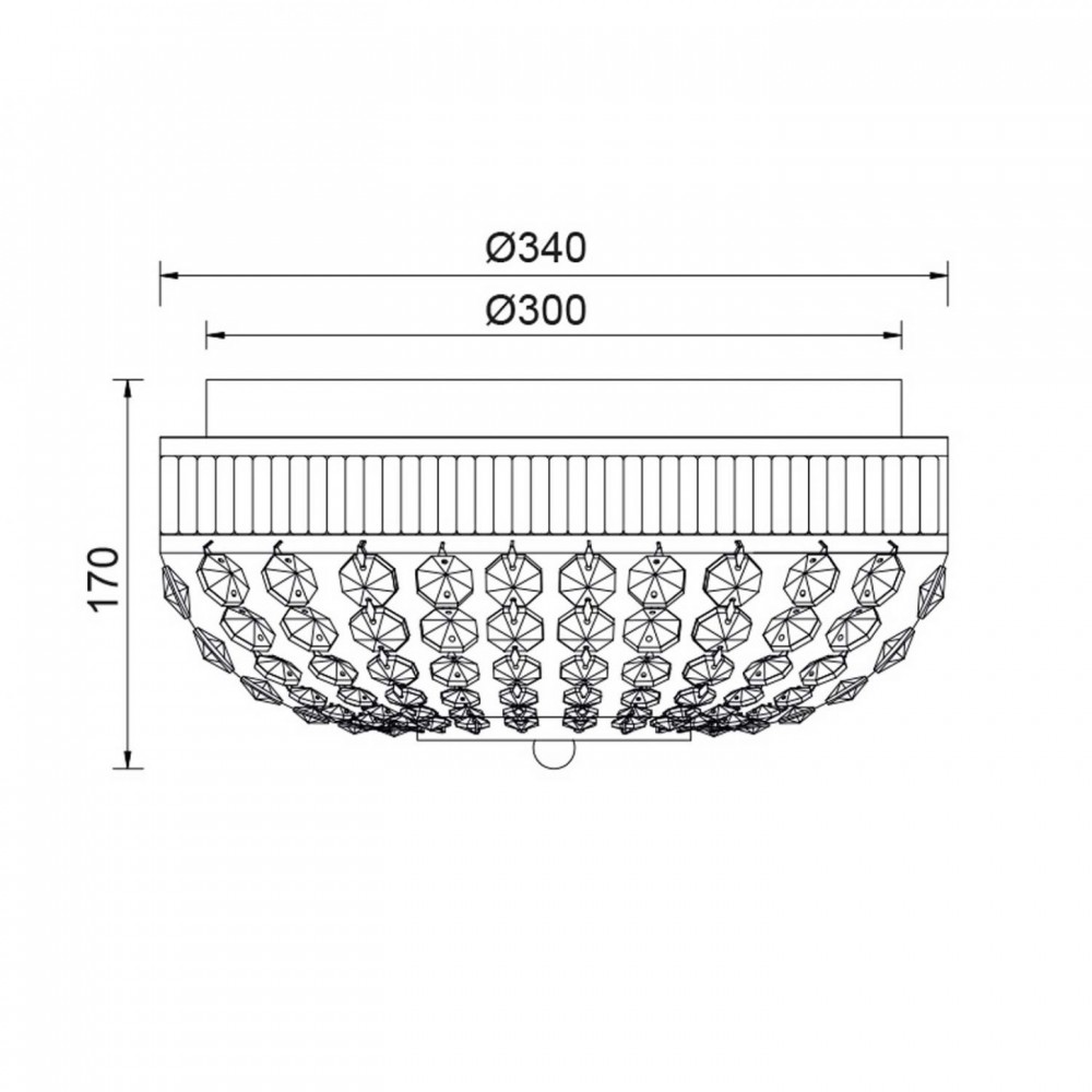 Πλαφονιέρα Με Κρύσταλλα Φ34cm 3x E14 ACA DECOR