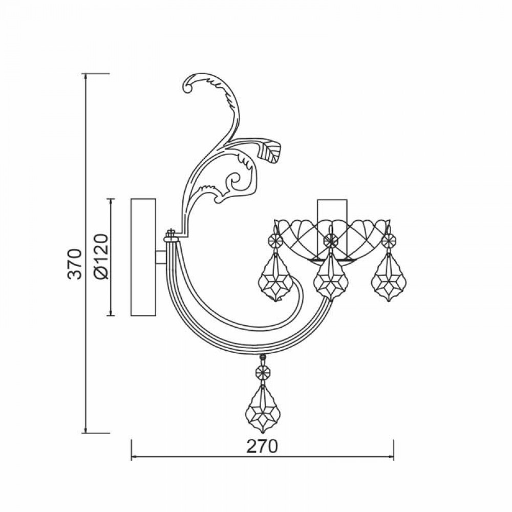 Επιτοίχιο Φωτιστικό Μεταλλικό Χρυσό Μπονζέ Με Κρύσταλα 1xE14 FABERGE - ACA DECOR