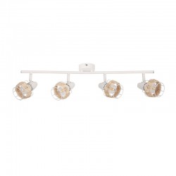 Σποτ Επίτοιχο - Οροφής Τετράφωτο Λευκό Με Ραττάν 4xE14 ZORBAS - ACA Decor