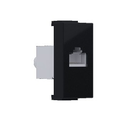 MODYS Πρίζα Δικτύου Μαύρη Ματ 1 ΣΤ. RJ45 CAT.6 Με Θωράκιση IP20 - Aca Elec