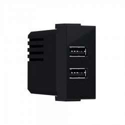 MODYS Πρίζα Τροφοδοσίας USB 1 ΣΤ. 2xUSB Μαύρη Ματ 5VDC 1.2A IP20 - Aca Elec