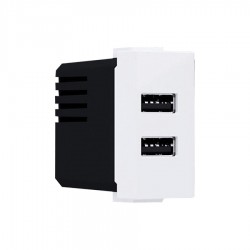 MODYS Πρίζα Τροφοδοσίας USB 1 ΣΤ. 2xUSB Λευκή 5VDC 1.2A IP20 - Aca Elec