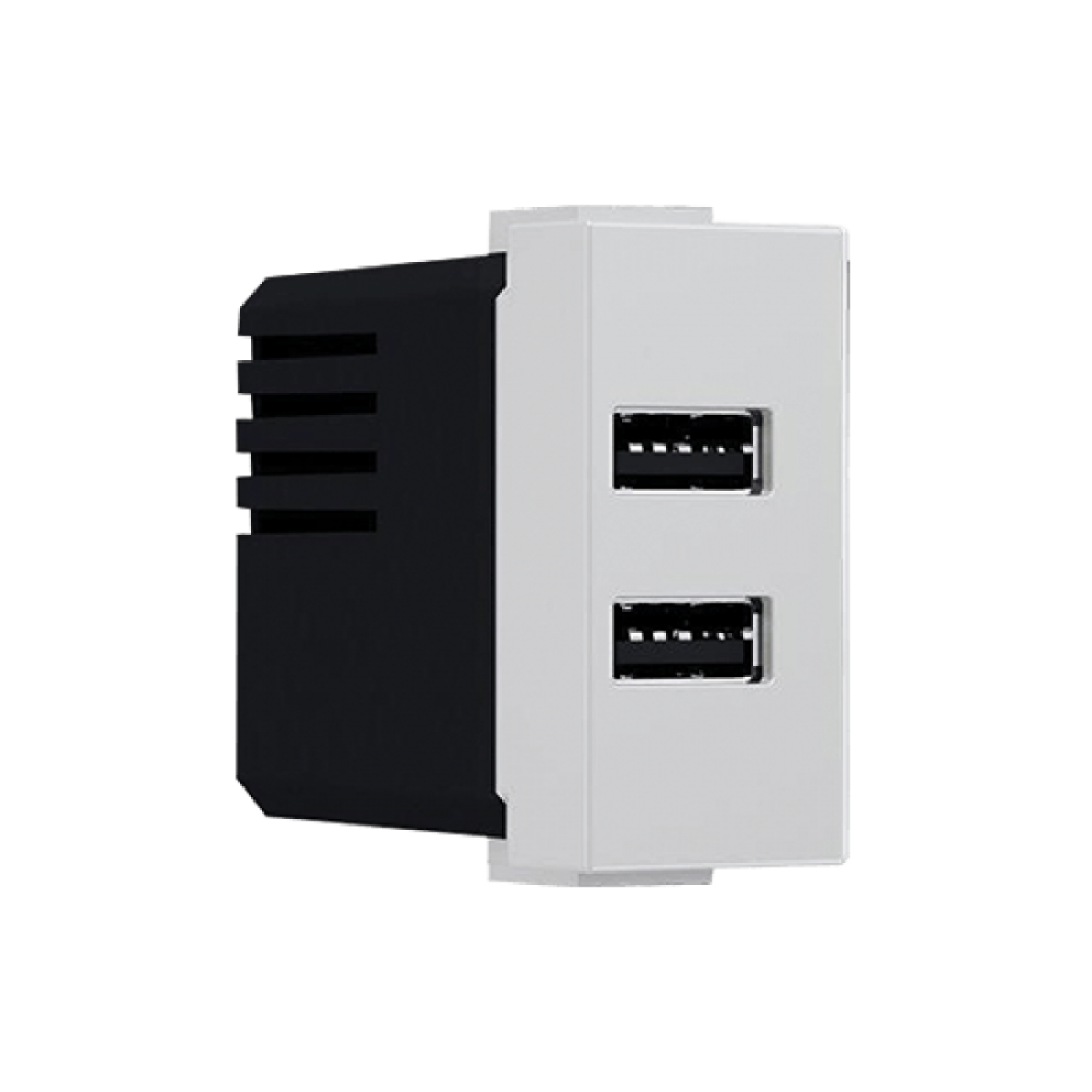 MODYS Πρίζα Τροφοδοσίας USB 1 ΣΤ. 2xUSB Ιβουάρ 5VDC 1.2A IP20 - Aca Elec