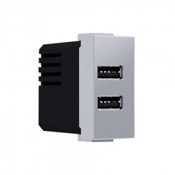 MODYS Πρίζα Τροφοδοσίας USB 1 ΣΤ. 2xUSB Ασημί 5VDC 1.2A IP20 - Aca Elec