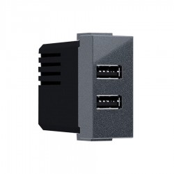 MODYS Πρίζα Τροφοδοσίας USB 1 ΣΤ. 2xUSB Ανθρακί 5VDC 1.2A IP20 - Aca Elec