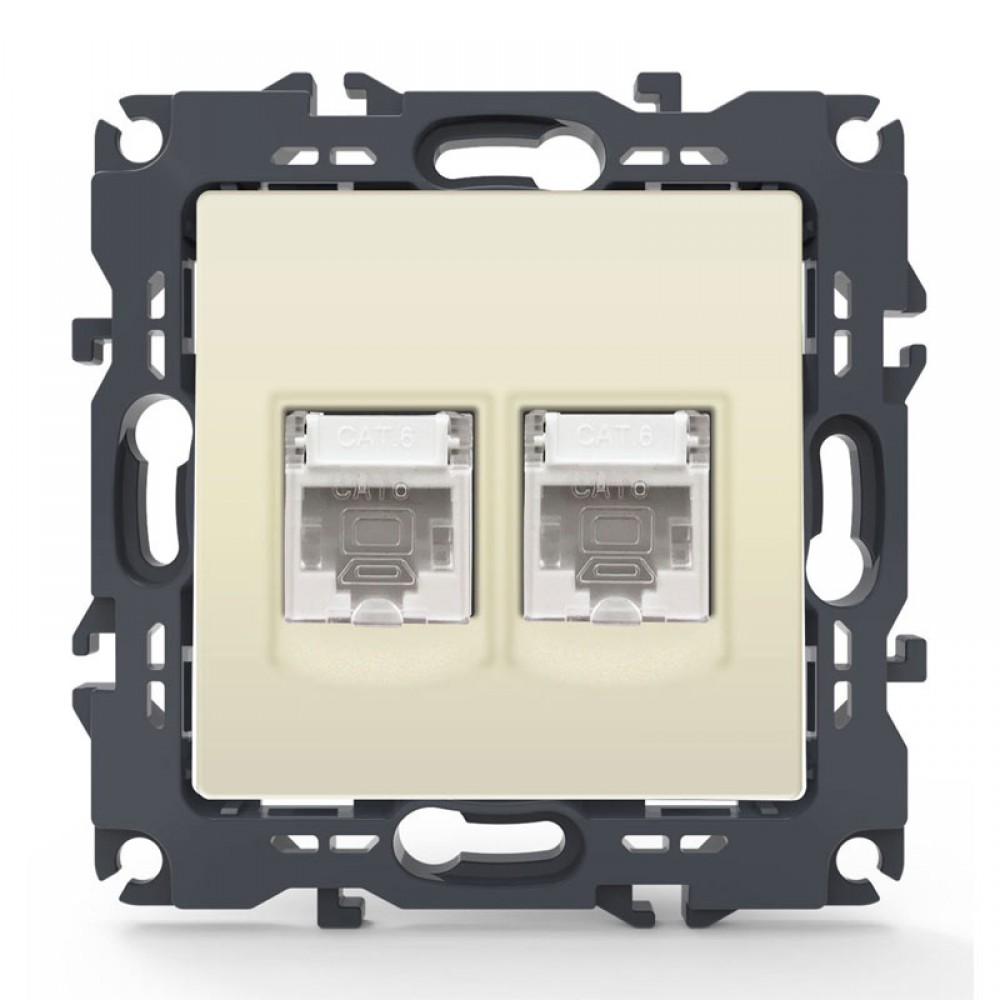 PRIME ΠΡΙΖΑ ΔΙΚΤΥΟΥ 2xRJ45 CAT6 UTP IP20 ΙΒΟΥΑΡ - Aca Elec