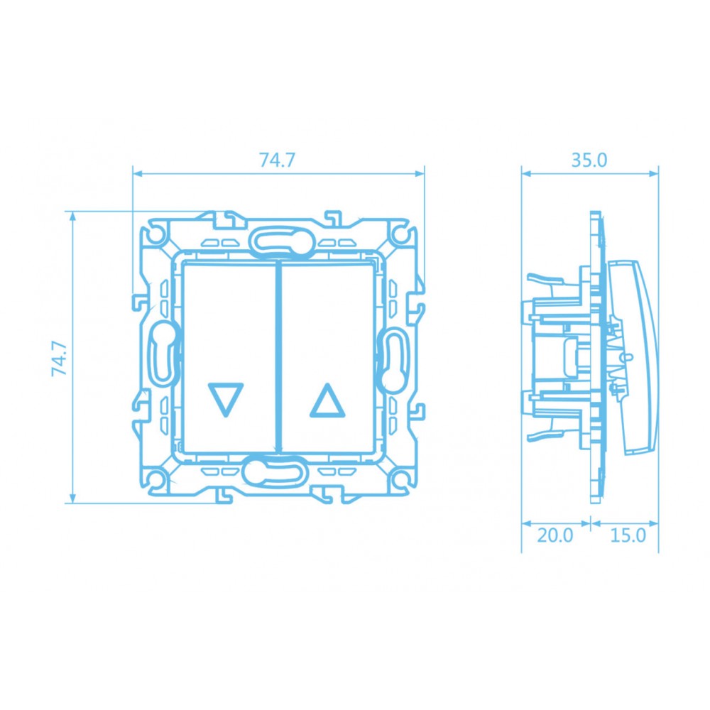 PRIME ΜΠΟΥΤΟΝ ΡΟΛΩΝ ΜΕ ΚΛΙΠ 1-1P 10A 250VAC IP20 MAT ΑΛΟΥΜΙΝΙΟ - Aca Elec