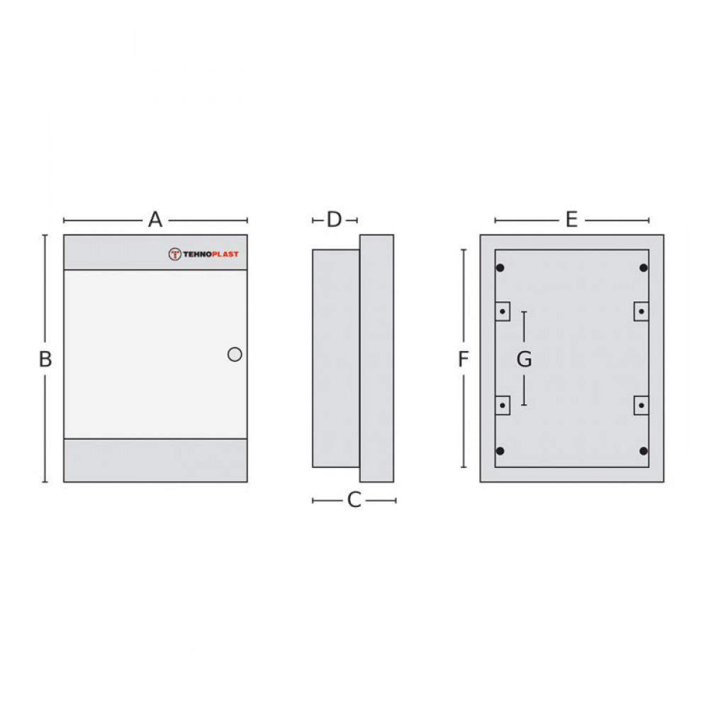 Πίνακας U3X18C 54 Θέσεων / 3 Σειρές, Χωνευτός Με Διάφανη Πλαστική Πόρτα IP40- Tehnoplast