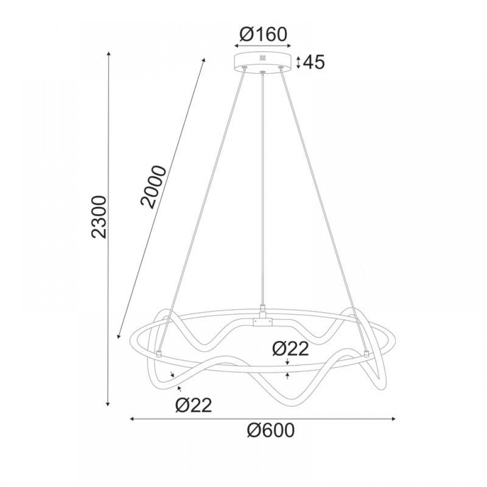 LED Κρεμαστό Φωτιστικό Μεταλλικό Μαύρο D60cm 36W KYMA - Aca Decor
