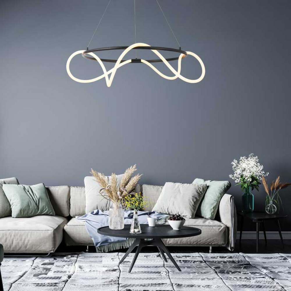 LED Κρεμαστό Φωτιστικό Μεταλλικό Μαύρο D80cm 60W KYMA - Aca Decor