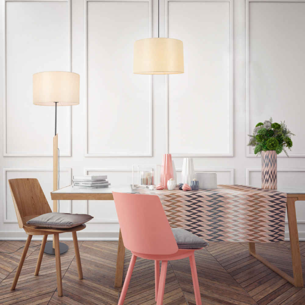 ΚΡΕΜΑΣΤΟ ΦΥΣΙΚΟ ΞΥΛΟ ΜΠΕΖ ΥΦΑΣΜΑΤΙΝΟ ΚΑΠΕΛΟ 1XΕ27 H56CM D27CM CLIFF ACA