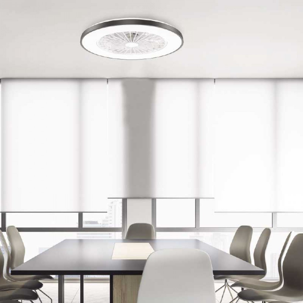 ΑΝΕΜΙΣΤΗΡΑΣ ΟΡΟΦΗΣ ΠΛΑΦΟΝΙΕΡΑ SMART ΜΑΥΡΗ DIMMABLE DC22W Φ50 7 ΔΙΑΦΑΝH ABS ΠΤΕΡΥΓΙΑ ΤΗΛΕΧΕΙΡΙΣΤΗΡΙΟ ACA