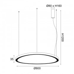 ΚΡΕΜΑΣΤΟ Φ/Σ LED 73W CCT 5800LM HARMONY ΜΑΥΡΟ ΑΛΟΥΜΙΝΙΟ IP20 D80XH120CM ACA