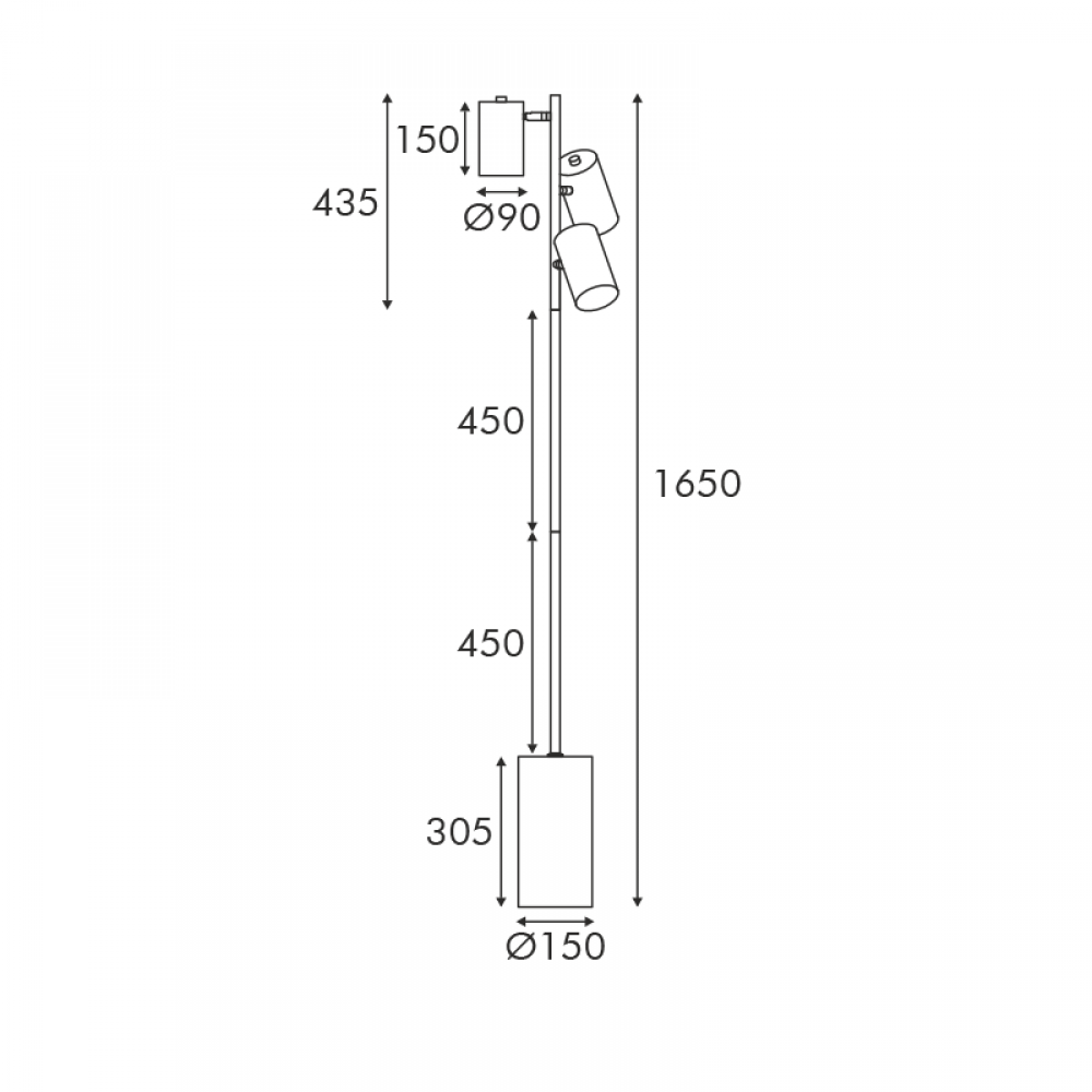 ΔΑΠΕΔΟΥ ΜΑΥΡΟ ΜΕΤΑΛΛΟ D15*H165cm 3ΧΕ27 KENNETH ACA