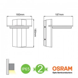 OSRAM LED Απλίκα Εξωτερικού Χώρου Σε Σκούρο Γκρι 13W IP65 VALLE - ACA