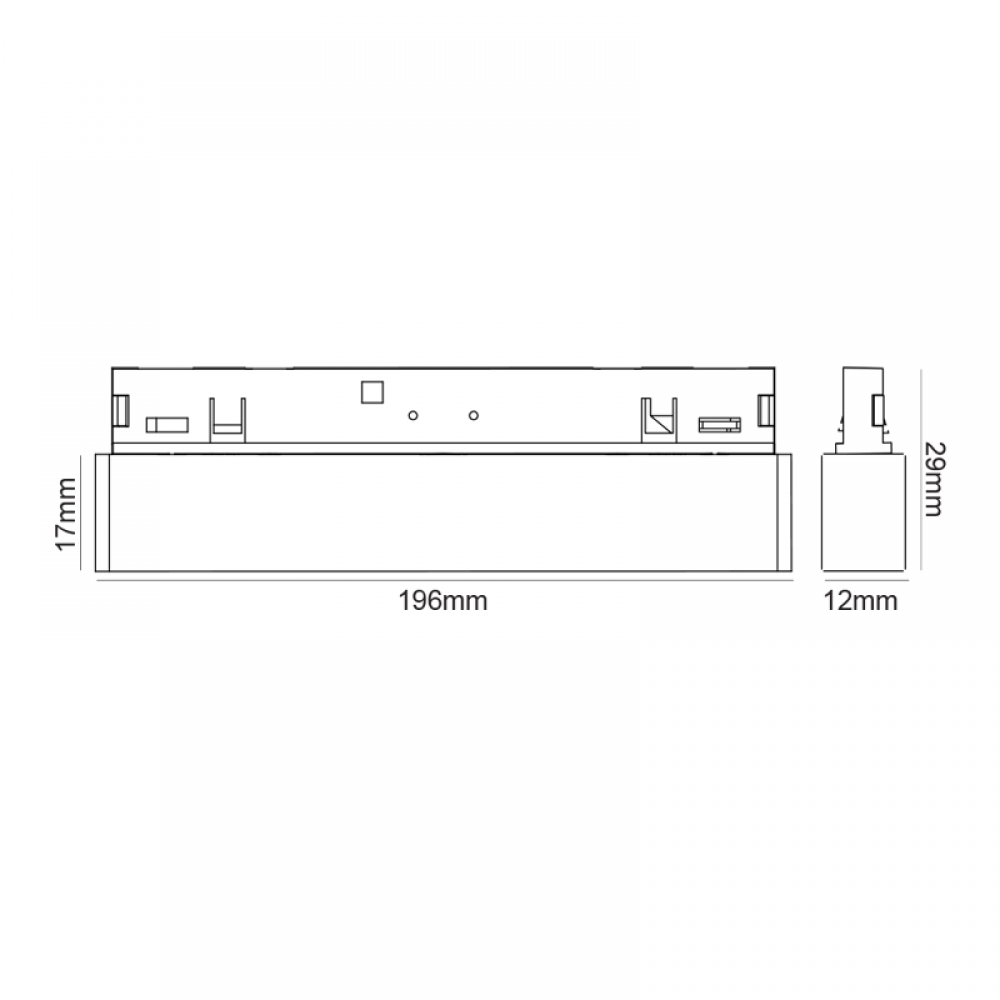 ΜΙΝΙ ΜΑΥΡΟ ΜΑΓΝΗΤΙΚΟ ΦΩΤΙΣΤΙΚΟ 24V DC 10W 4000K 500LM 36° RA90 5YRS L196ΜΜ aca