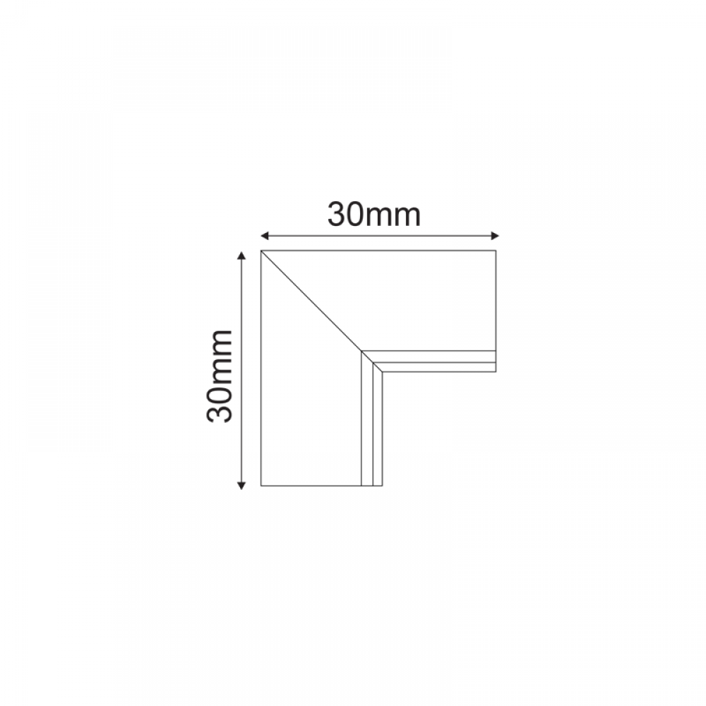ΜΑΥΡΗ ΓΩΝΙΑ 90° ΓΙΑ ΜΙΝΙ ΜΑΓΝΗΤΙΚΗ ΡΑΓΑ TRIMLESS ΤΜΤ*ΜΒ ACA