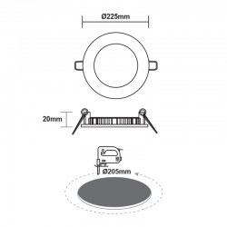 ΝΙΚΕΛ ΜΑΤ ΣΤΡΟΓΓΥΛΟ LED ΠΑΝΕΛ ΧΩΝΕΥΤΟ 18W 6500K 1800Lm Φ220mm 230V AC Ra80 ACA