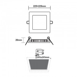 ΛΕΥΚΟ ΤΕΤΡΑΓΩΝΟ LED ΠΑΝΕΛ ΧΩΝΕΥΤΟ 18W 6500K 1800Lm 223x223mm 230V AC Ra80 ACA