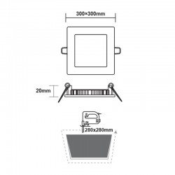 ΛΕΥΚΟ ΤΕΤΡΑΓΩΝΟ LED ΠΑΝΕΛ ΧΩΝΕΥΤΟ 23W 6500K 2120Lm 300x300mm 230V AC Ra80 ACA