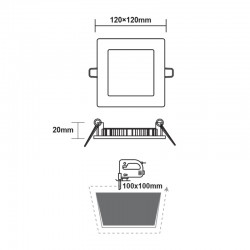 ΛΕΥΚΟ ΤΕΤΡΑΓΩΝΟ LED ΠΑΝΕΛ ΧΩΝΕΥΤΟ 6W 3000K 450Lm 118x118mm 230V AC Ra80 ACA