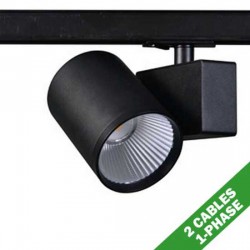 Μαύρο Σποτ Ράγας LED COB 40W 2 Καλωδίων Σε Ουδέτερο Λευκό Φως - ACA