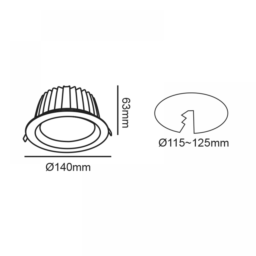 LED ΛΕΥΚΟ ΧΩΝΕΥΤΟ ΦΩΤΙΣΤΙΚΟ 20W 4000K 2500Lm 80° 230V AC Ra80 Φ140*63MM 5YRS - ACA