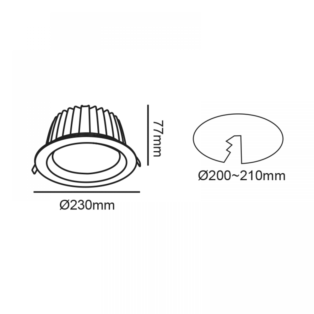 LED ΛΕΥΚΟ ΧΩΝΕΥΤΟ ΦΩΤΙΣΤΙΚΟ 40W 3000K 4600Lm 90° 230V AC Ra80 Φ230*77MM 5YRS ACA