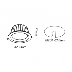 LED ΛΕΥΚΟ ΧΩΝΕΥΤΟ ΦΩΤΙΣΤΙΚΟ 40W 6500K 5000Lm 100° 230V AC Ra80 Φ230*77MM 5YRS ACA