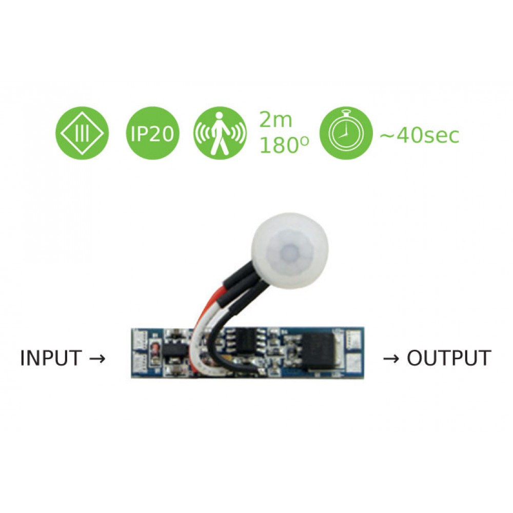 On-Off Mini Sensor PIR  Για LED Μονόχρωμη Ταινία 8A D43X10MM - ACA