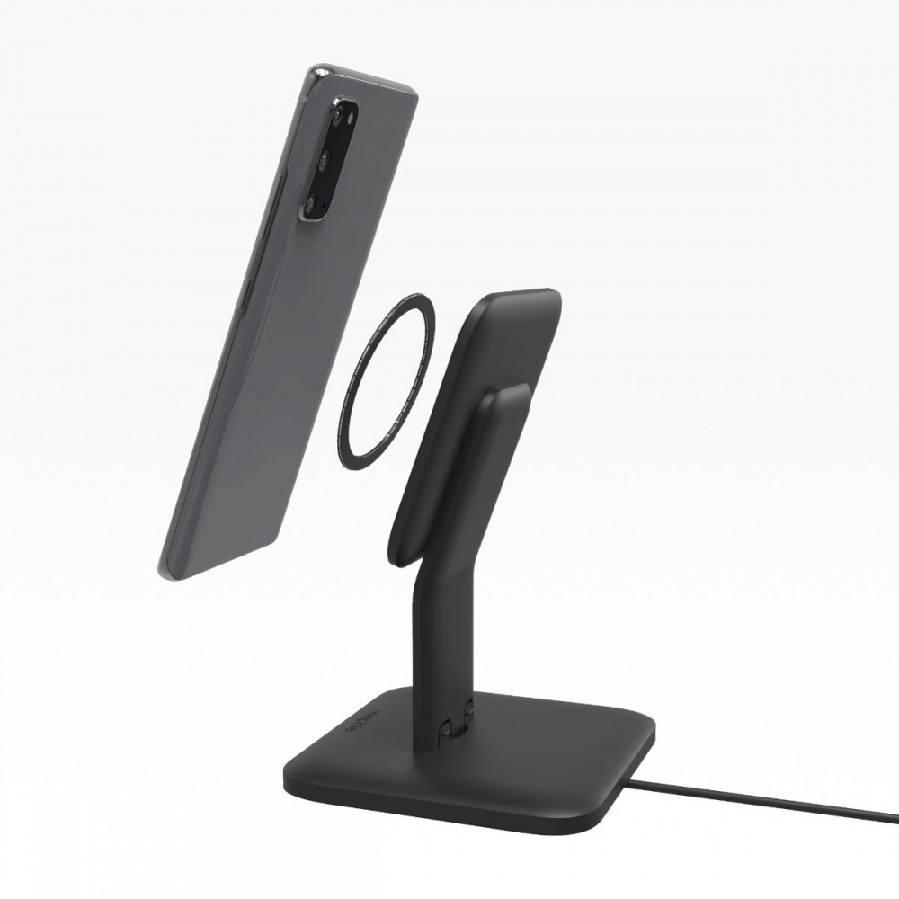 Mophie Snap+ Wireless Stand Μαγνητικός φορτιστής ισχύος 15W με ενσωματωμένο Snap Adapter και υποστήριξη Qi & MagSafe σε χρώμα μαύρο