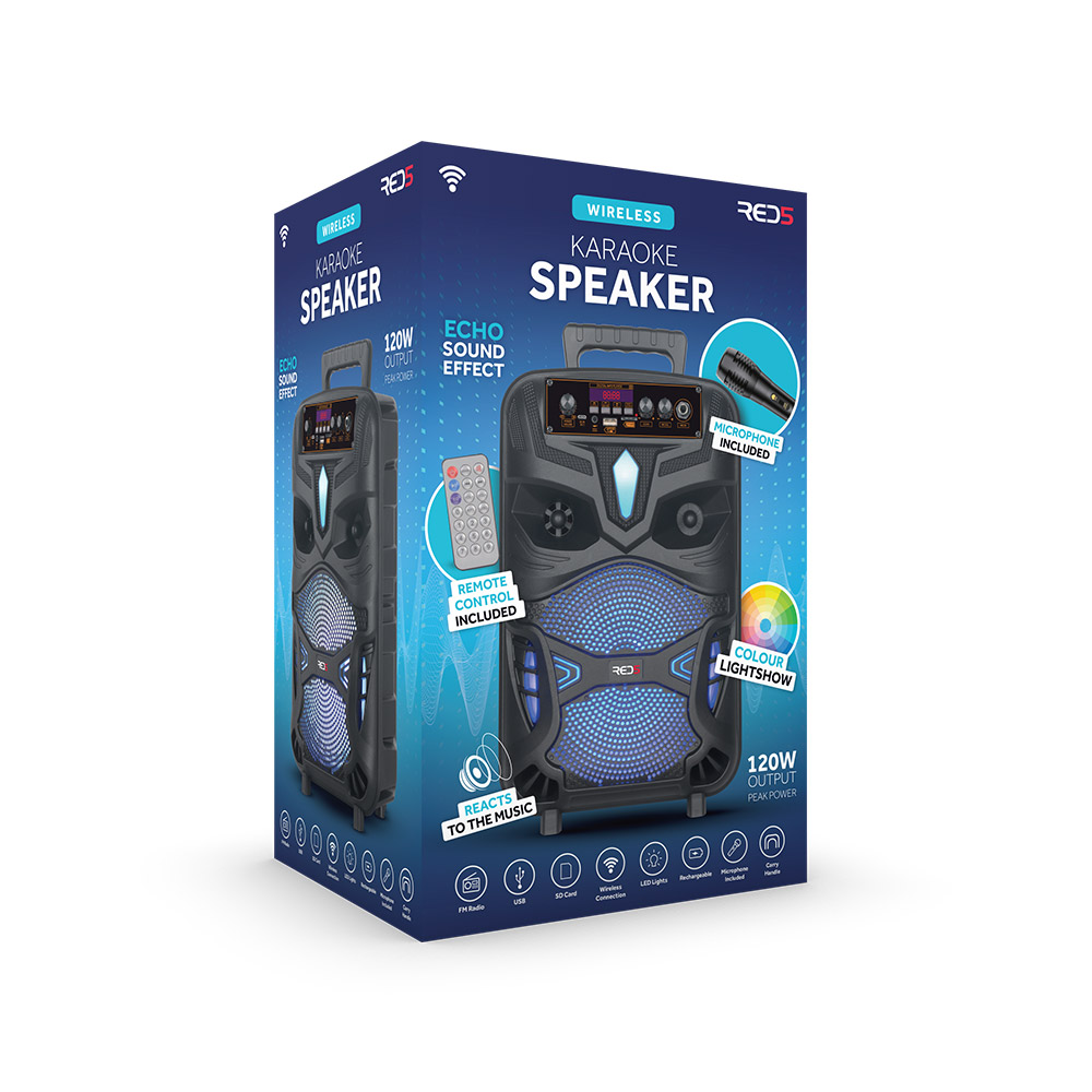 The Source Karaoke Speaker with Mic Ηχείο με λειτουργία karaoke με μικρόφωνο και χειριστήριο σε μαύρο χρώμα (89308)