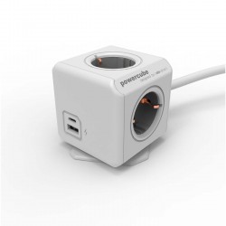 PowerCube |Extended USB A+C| Πολύπριζο 4 θέσεων & 1xUSB / 1xUSB-C – Γκρι - Allocacoc