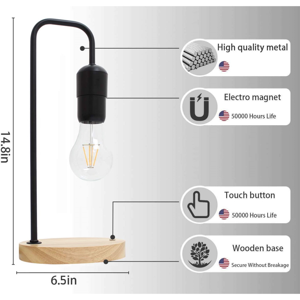 Μαγνητικό Αιωρούμενο Επιτραπέζιο Φωτιστικό Μαύρο Levitating Light Bulb - Allocacoc
