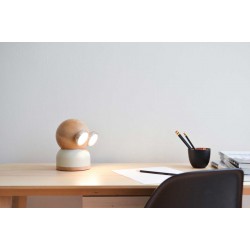 Allocacoc® GoggleLamp |Mr Watt| Επιτραπέζιο Φωτιστικό από ξύλο σφενδάμου και αλουμίνιο με ρύθμιση φωτεινότητας αφής (white/wood)