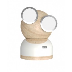 Allocacoc® GoggleLamp |Mr Watt| Επιτραπέζιο Φωτιστικό από ξύλο σφενδάμου και αλουμίνιο με ρύθμιση φωτεινότητας αφής (white/wood)