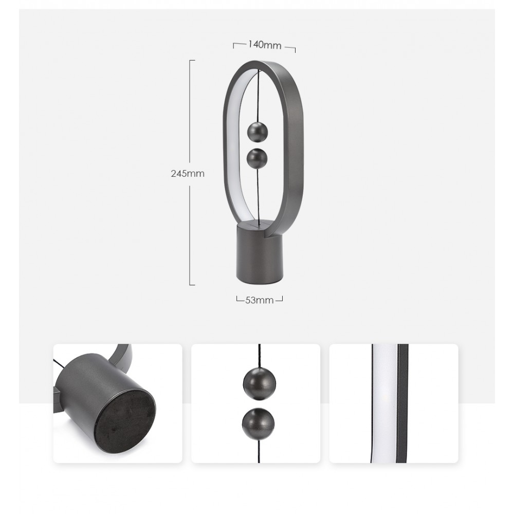 Heng Balance Mini Διακοσμητική Λάμπα Με Μαγνητικό Διακόπτη Σε Σκούρο Γκρι Ellipse - Allocacoc - Η Heng Balance Mini |Plastic Lamp Ellipse| είναι η απόλυτη καινοτομία της Allocacoc με magnetic switch λειτουργία που ενεργοποιεί το ηλεκτρικό ρεύμα μέσω μαγνη