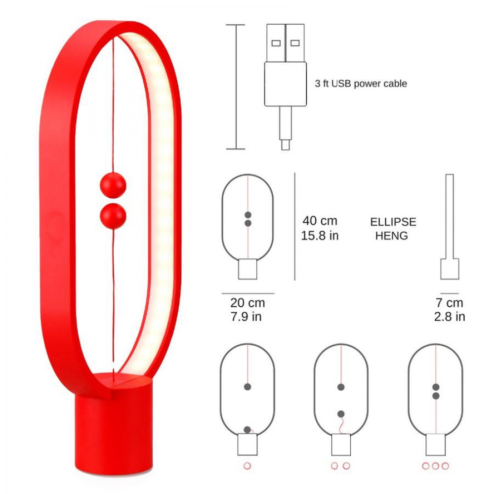 Heng Balance Διακοσμητική Λάμπα Με Μαγνητικό Διακόπτη Σε Κόκκινο Χρώμα Ellipse - Allocacoc - Η Heng Balance |Plastic Lamp Ellipse| είναι η απόλυτη καινοτομία της Allocacoc με magnetic switch λειτουργία που ενεργοποιεί το ηλεκτρικό ρεύμα μέσω μαγνητικού πε